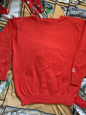 Ralph Lauren Polo orange sweater Medium made in USA RL-92 wool blend crewneck